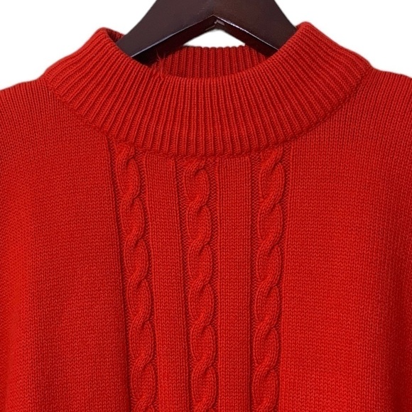 Vintage Red Chunky Cable Knit Distressed Grandpa Sweater Size Large - Picture 5 of 13